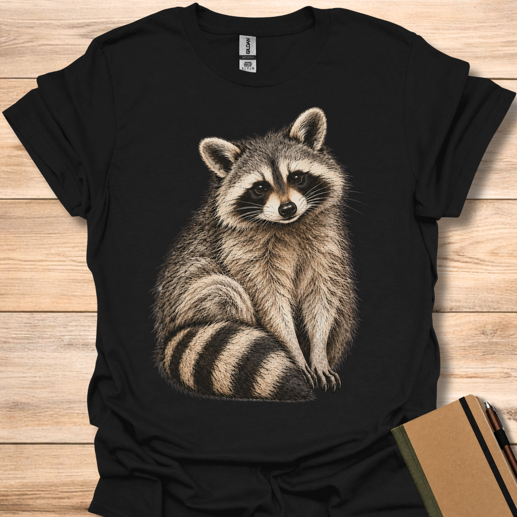 Waiting Patiently Raccoon - Black