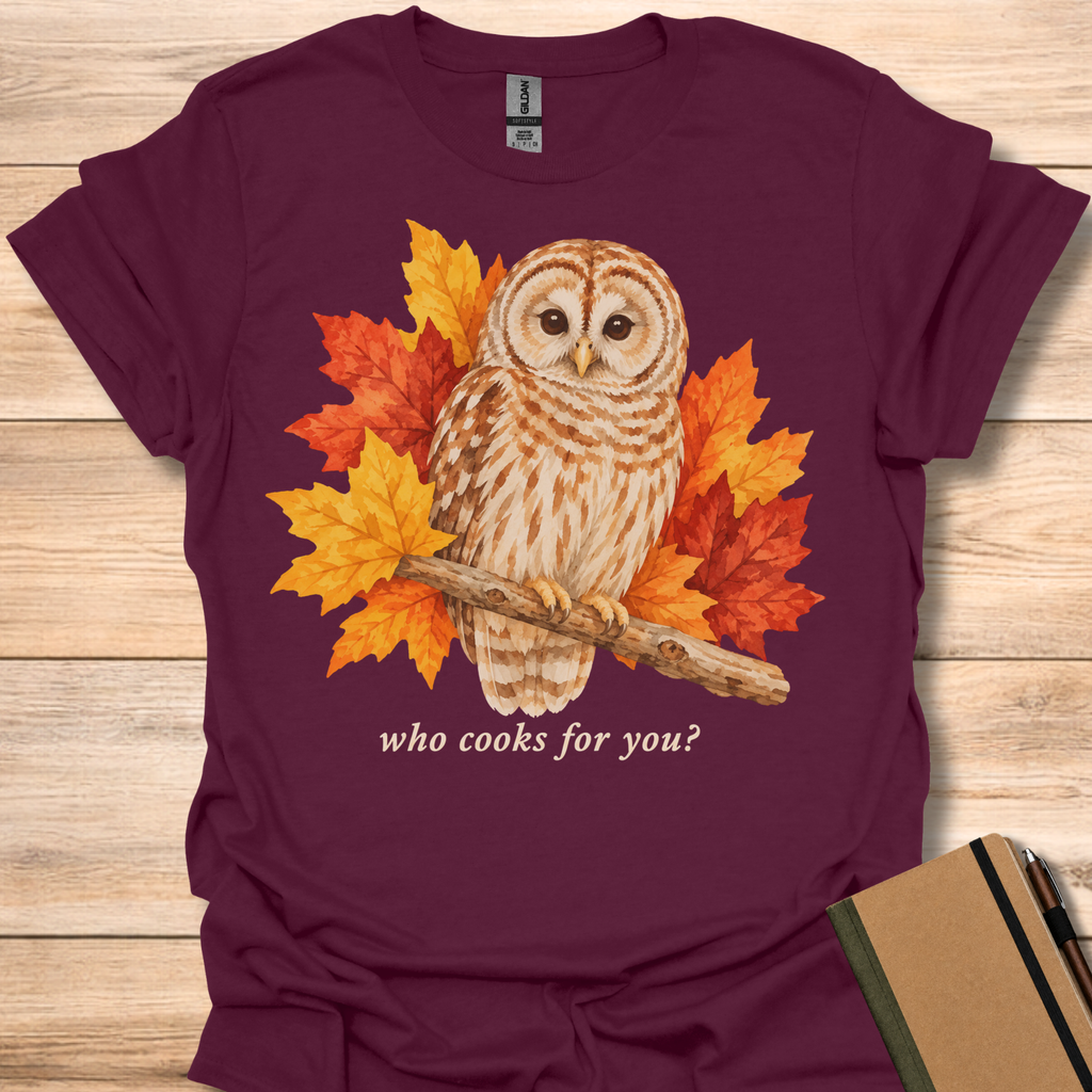 Who Cooks For You Owl - Maroon