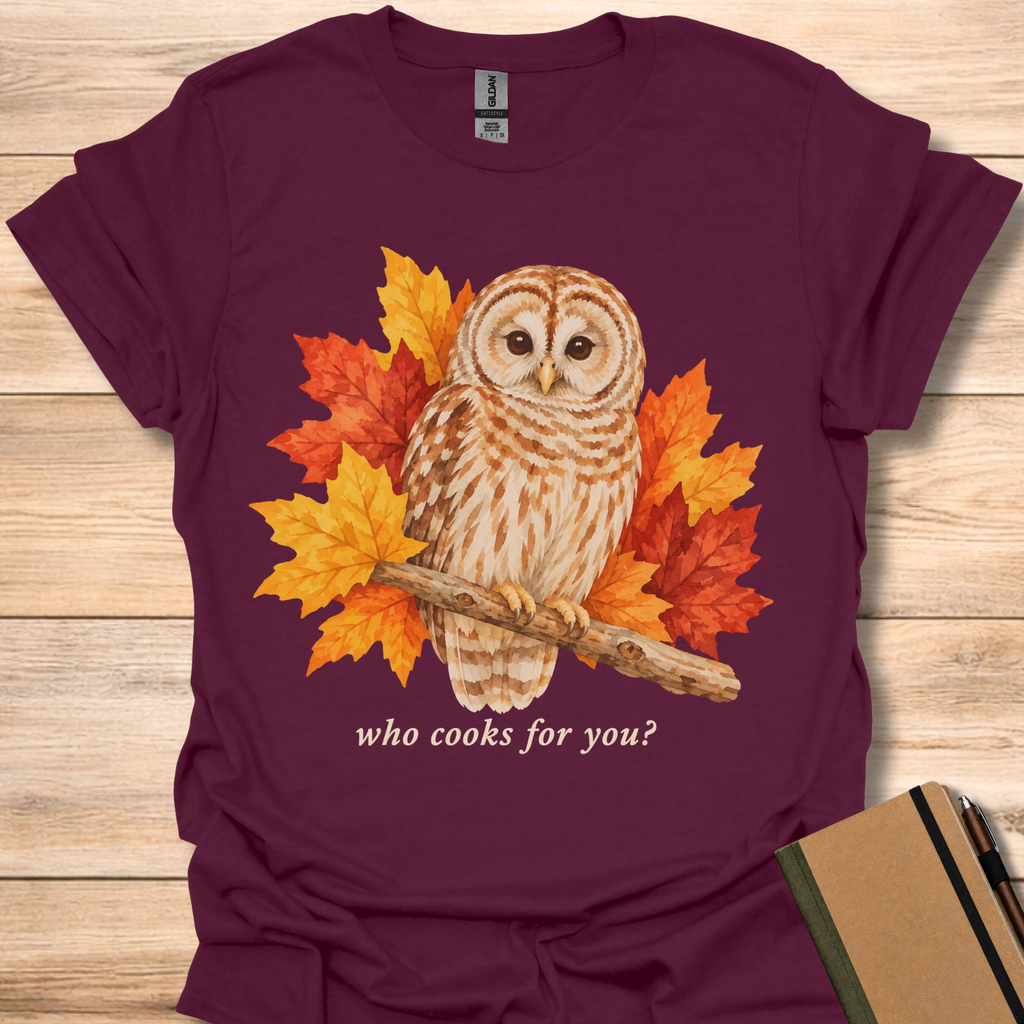 Who Cooks For You Owl - Maroon