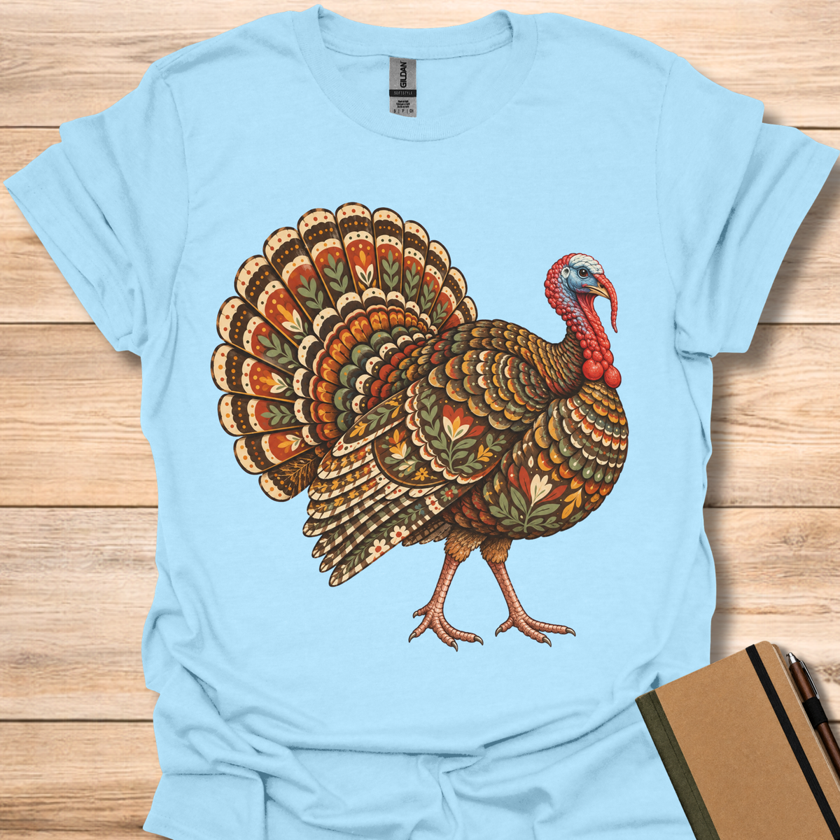 Wild Turkey Folk Art - Light Blue