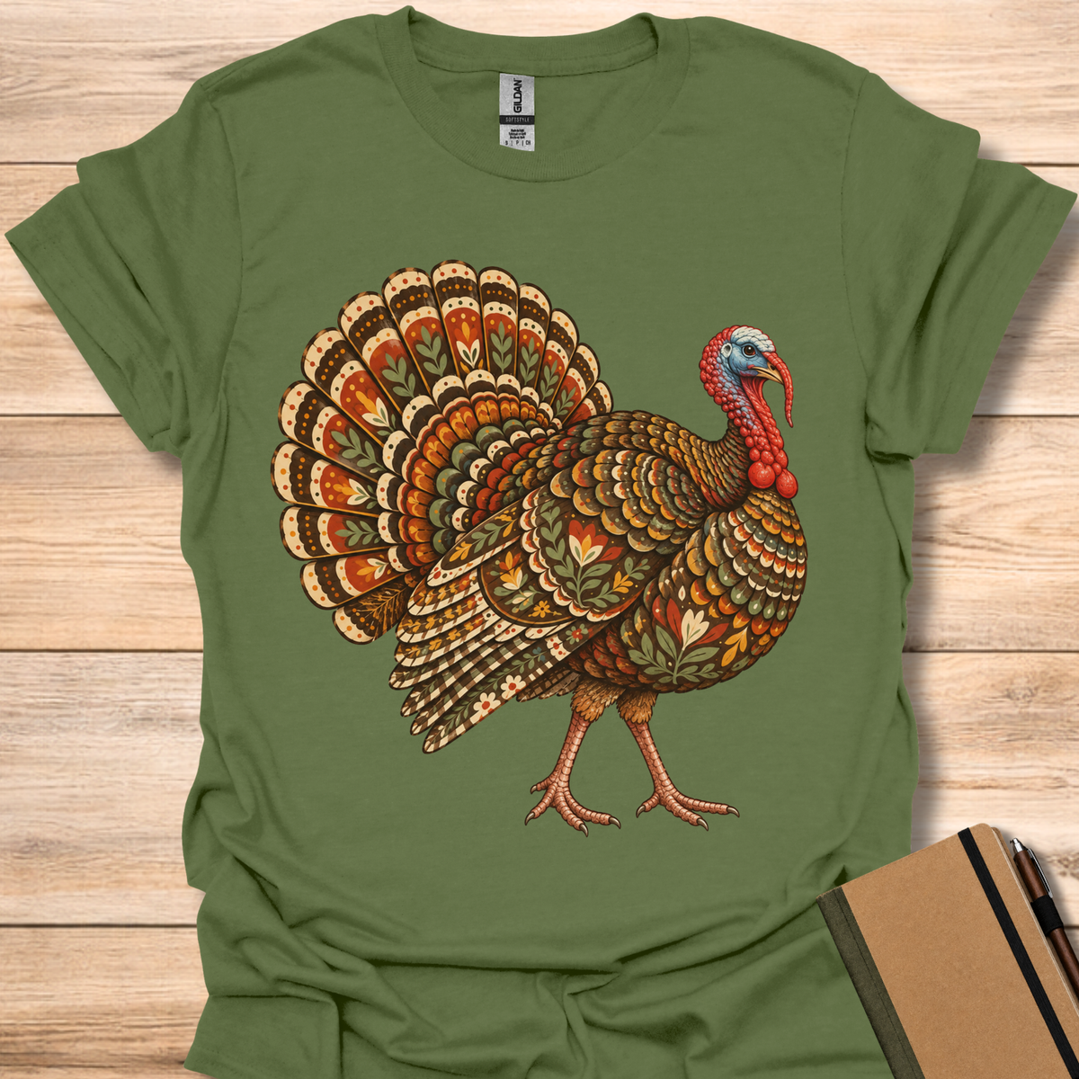 Wild Turkey Folk Art - Military Green