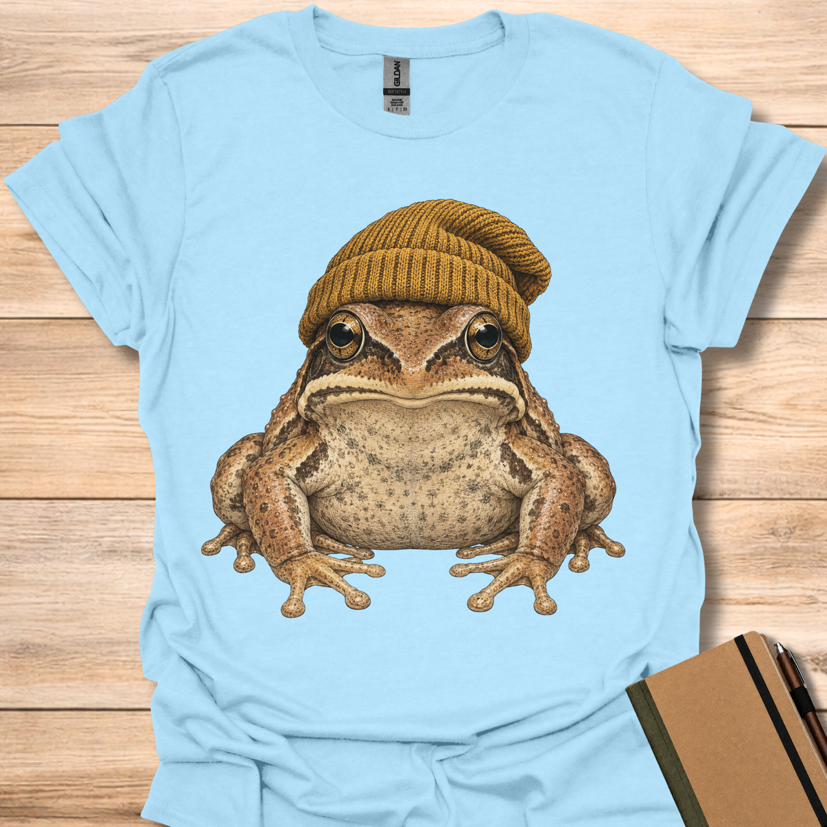 Wood Frog In A Beanie - Light Blue