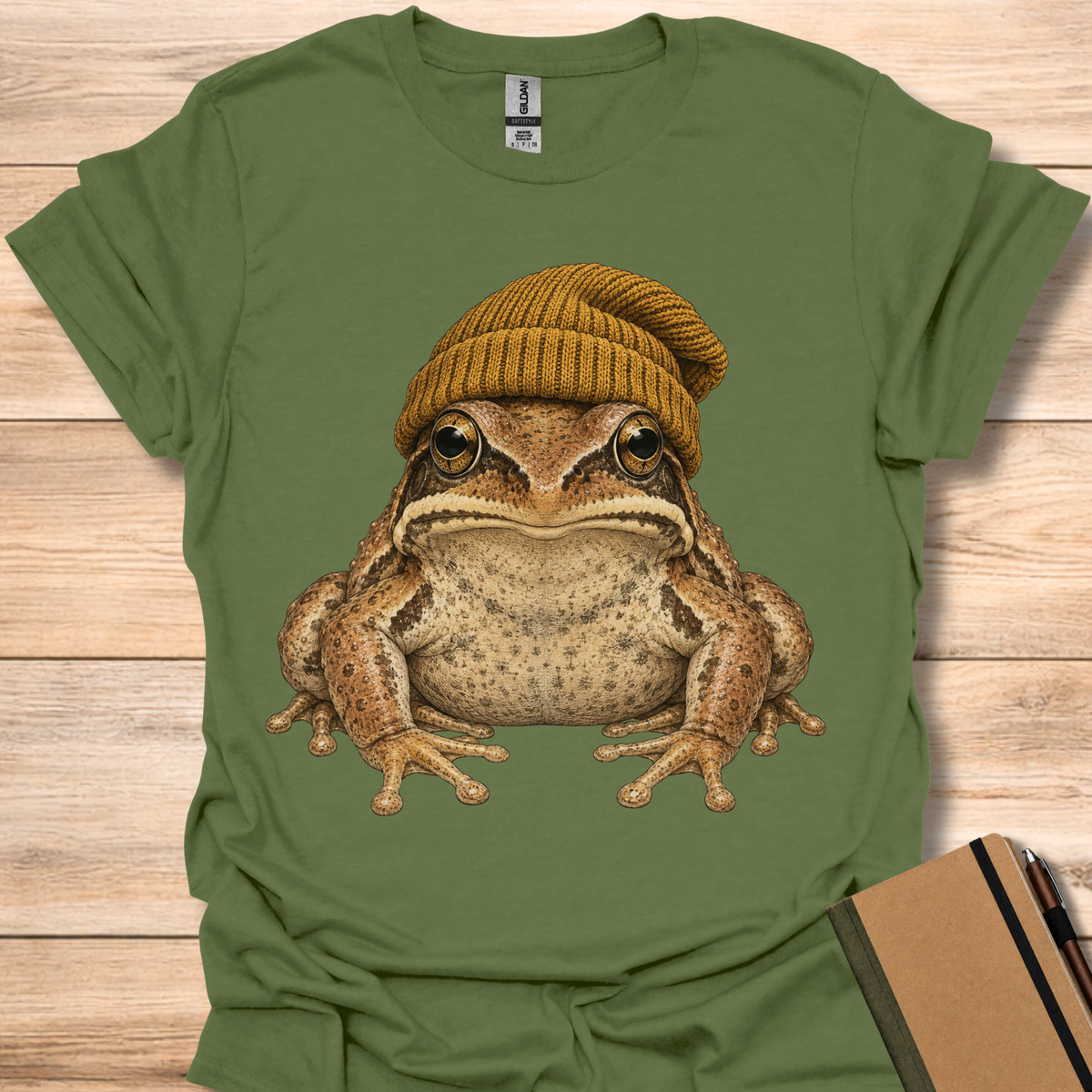 Wood Frog In A Beanie - Military Green