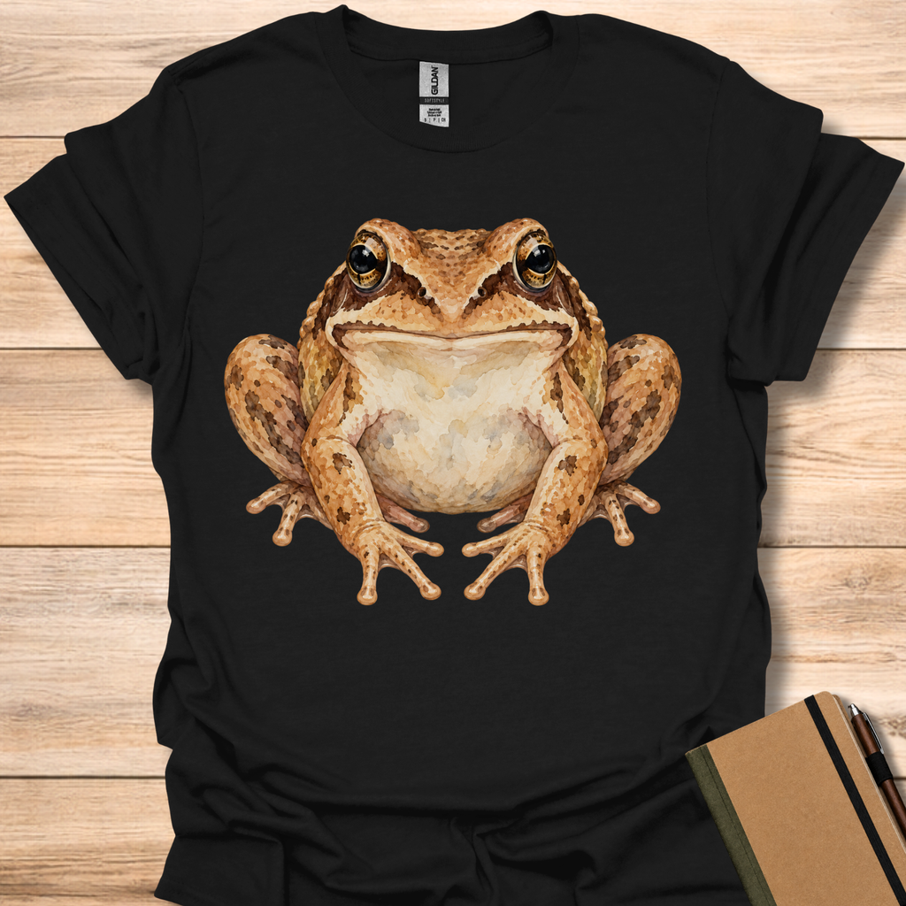 Wood Frog Watercolor Portrait - Black