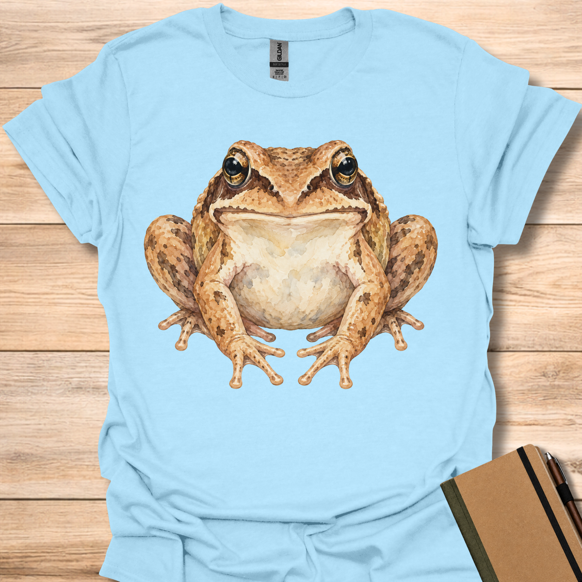 Wood Frog Watercolor Portrait - Light Blue