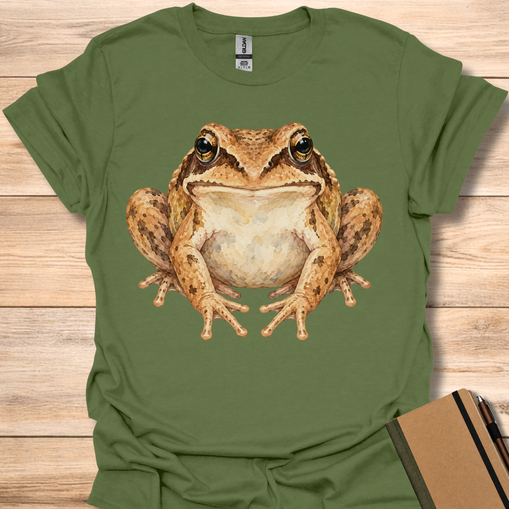 Wood Frog Watercolor Portrait - Military Green