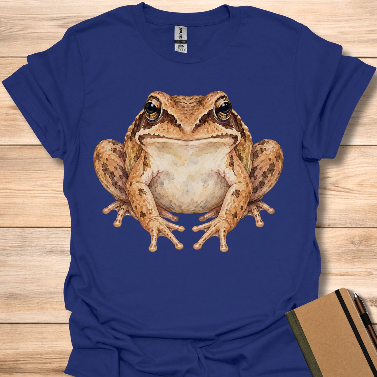 Wood Frog Watercolor Portrait - Navy