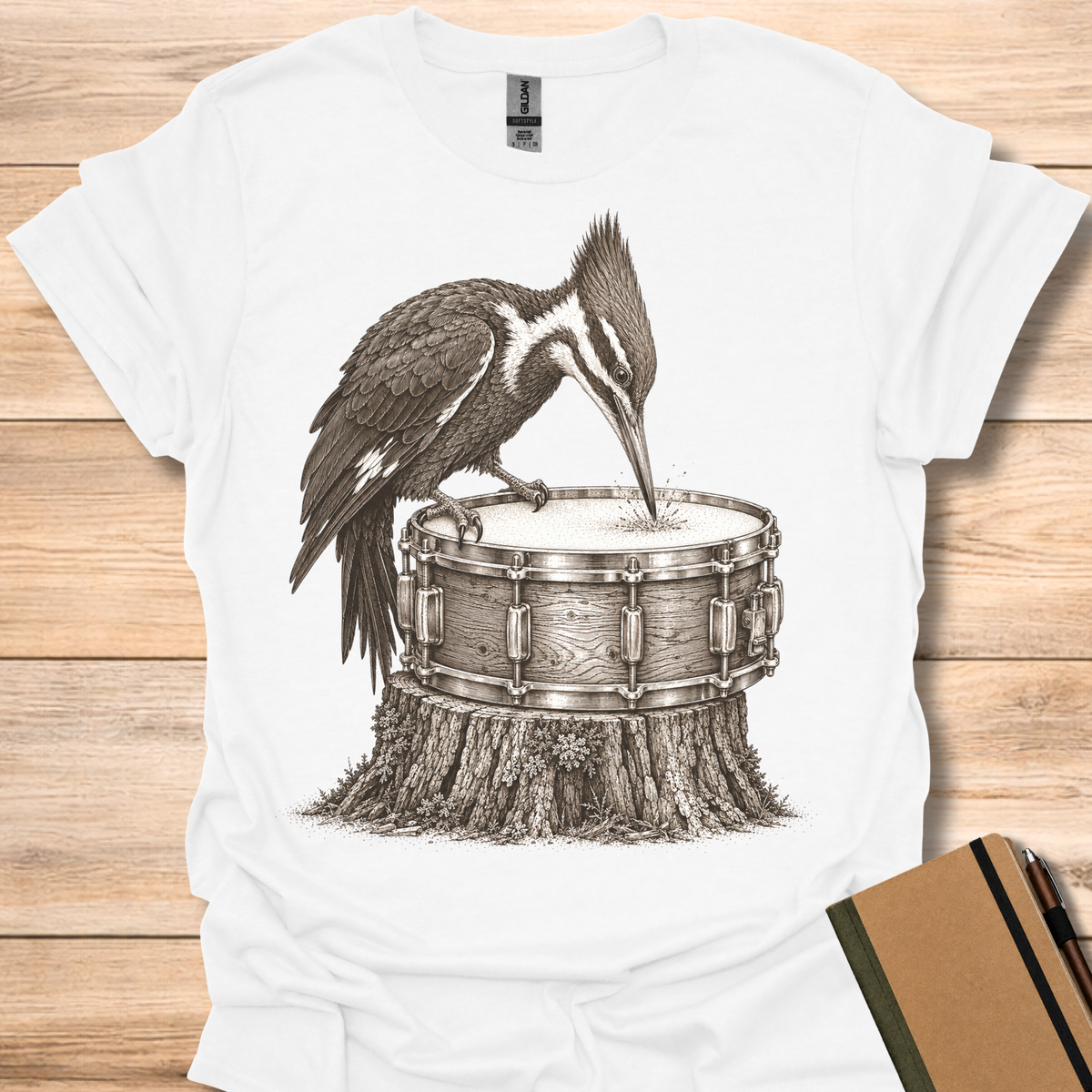 Woodpecker On Snare Drum - White