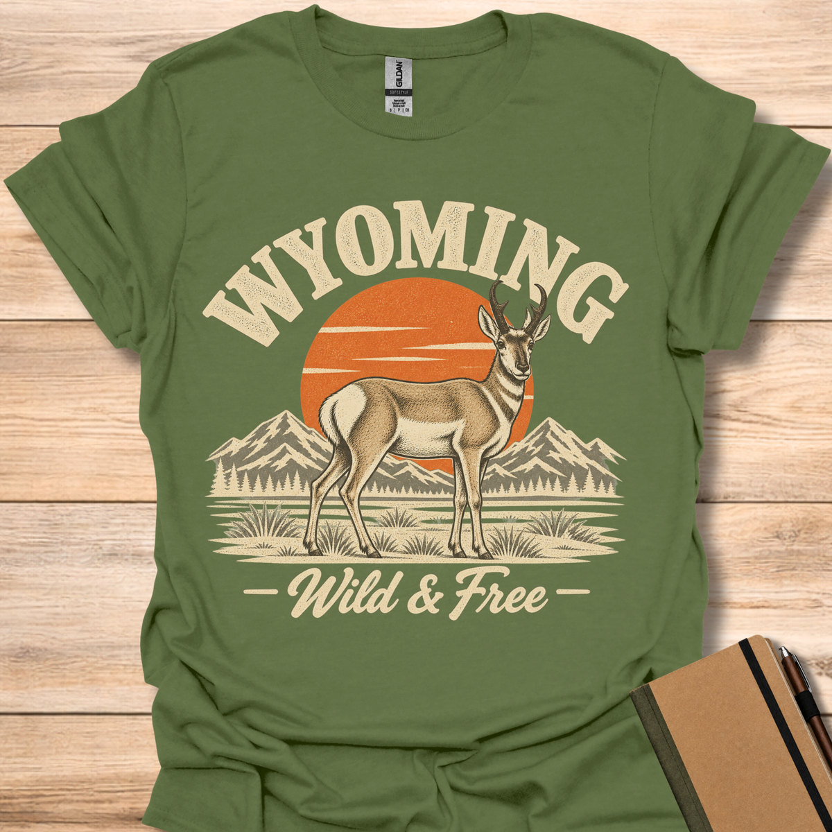 Wyoming Wild & Free - Military Green